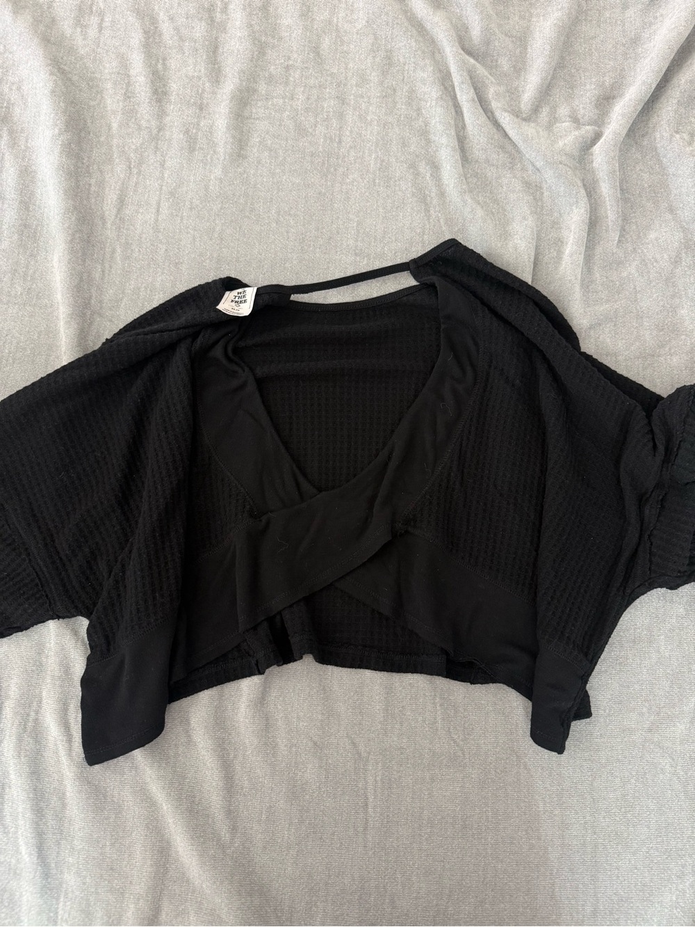 Free People We the Free Love Me Thermal black sweater top ribbed fall sweater